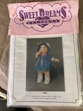 Sweet Dreams Patterns PIG 16” pig & clothing patterns, instructions